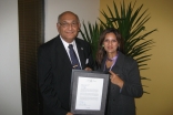 Gulam Juma, Coordinator of the FOCUS International Coordinating Committee and Mina Mawani, CEO of the Ismaili Council for Canada accepted a letter from the Government of Canada, recognising and honouring their respective organisations for their work in re