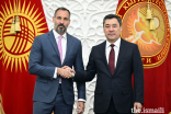 Prince Rahim with His Excellency Sadyr Japarov, President of the Kyrgyz Republic, at the Ala Archa State Residence in Bishkek.
