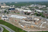 May 2011: As construction of the projects on Wynford Drive progresses, the prominent features of the Ismaili Centre, Toronto, and the Aga Khan Museum are starting to take shape.  This is a view of the construction site on 30 May 2011.