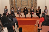 Panelists share their thoughts at the Techovation Challenge launch hosted by the Aga Khan Education Board for Canada. From left to right: Kimberly Voll, Shaherose Charania, Louise Turner, Frenny Bawa, Alexandra Fedorova, Karimah Es Sabar, and Cybele Negri