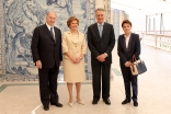 2013 North-South Prize laureates Mawlana Hazar Imam and Suzanne Jabbour together with Portuguese President Aníbal Cavaco Silva and First Lady Maria Cavaco Silva following the award ceremony.