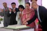 Princess Zahra cuts a cake in celebration of the 25th anniversary of the Aga Khan School, Dhaka on 5 June 2014.