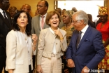The Ambassador of Algeria, Fatiha Selmane, with the Secretary of State of Foreign Affairs and Cooperation, Teresa Ribeiro, and Diplomatic Representative of the Ismaili Imamat to the Portuguese Republic, Nazim Ahmad, at the commemorations of Africa Day at the Ismaili Centre Lisbon.