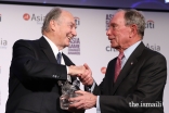 Mawlana Hazar Imam being presented Asia Society’s 2017 Asia Game Changer Lifetime Achievement Award by Michael Bloomberg 