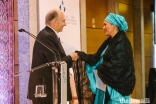 Mawlana Hazar Imam welcomes Deputy Secretary-General of the United Nations Amina J. Mohammed to the stage to deliver the Annual Pluralism Lecture. 