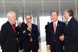UN Secretary-General Ban Ki-moon with AKDN Representative Dr Mahmoud Eboo, Global Centre for Pluralism Secretary-General John McNee, and Canadian Foreign Affairs Minister Stéphane Dion, at the Delegation of the Ismaili Imamat in Ottawa. AKDN / Safiq Devji