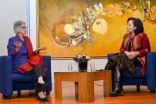 Nurjehan Mawani and Meena Baktash in conversation at the International Women’s Day talk held at the Ismaili Centre, London. Ismaili Council for the UK / Jahanara Mirzai