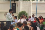 A faculty member leading a session during 'Funday on Sunday'