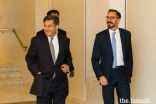 Prince Rahim and President Naushad Jivraj share a light moment shortly before departing the Ismaili Centre.