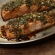 Honey baked salmon, smothered in an aromatic mixture of honey, fresh garlic and ginger, soy sauce, coarse grain mustard, and balsamic vinegar