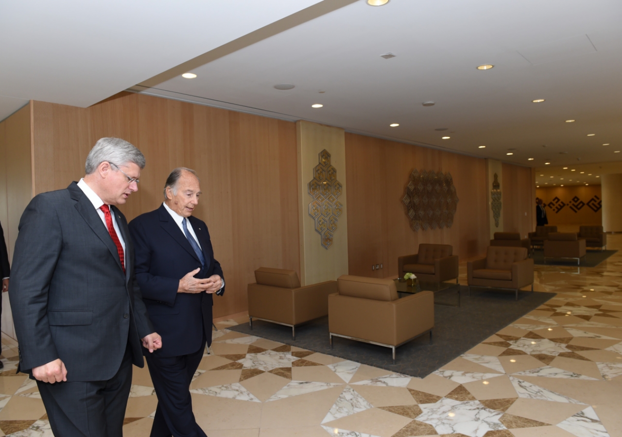 Mawlana Hazar Imam and Prime Minister Harper tour the Ismaili Centre, Toronto. Zahur Ramji