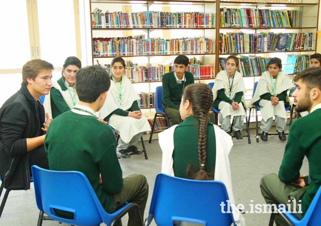 Prince Aly Muhammad meets with students at the Aga Khan Higher Secondary School in Gahkuch, Ishkoman Puniyal, Gilgit-Baltistan