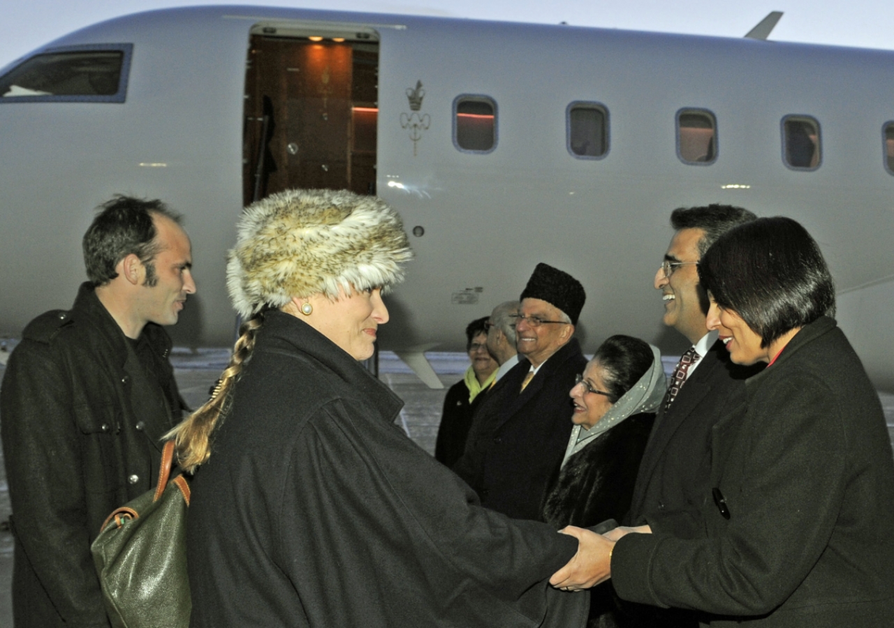 Leaders of the Jamat welcome Princess Zahra and Prince Hussain to Canada. 