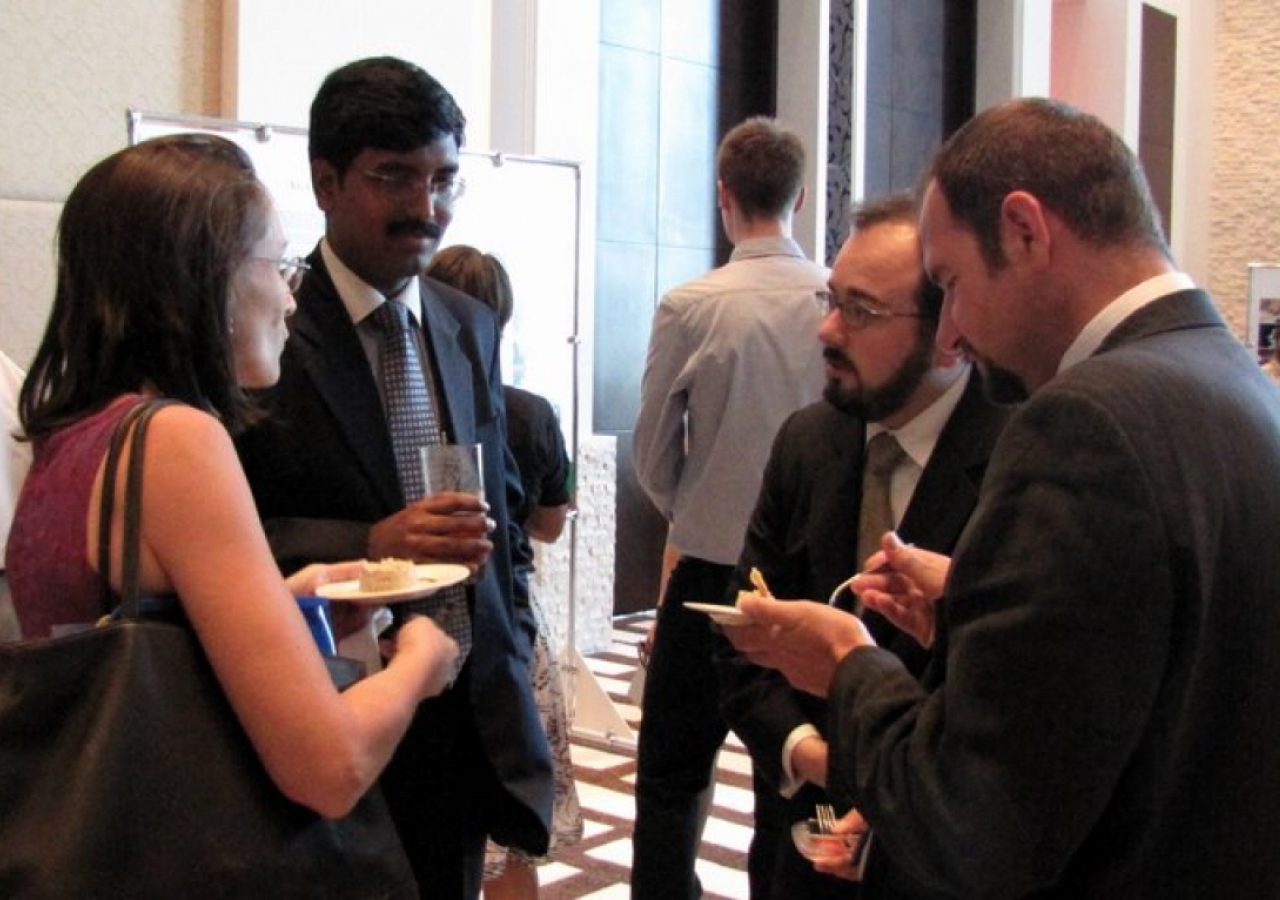 Diplomats from the EU, India, USA, and UN enjoy the Imamat Day Reception.