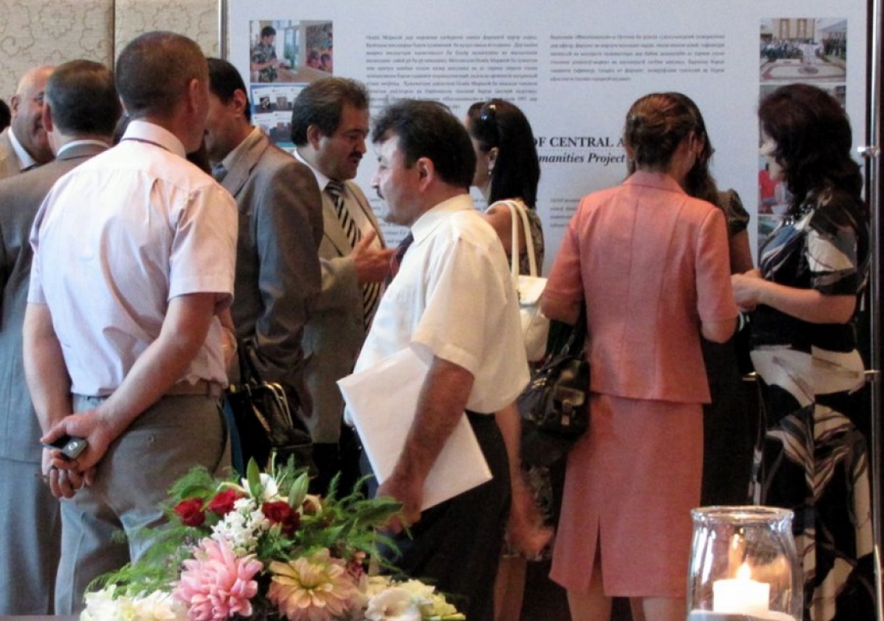 Guests admire the education display boards at the Imamat Day Reception.