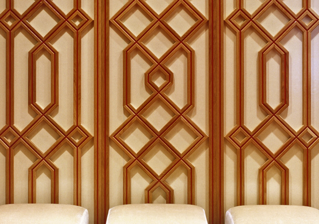 Geometric patterns inspired by the traditions of Islam are repeated in interior decor.