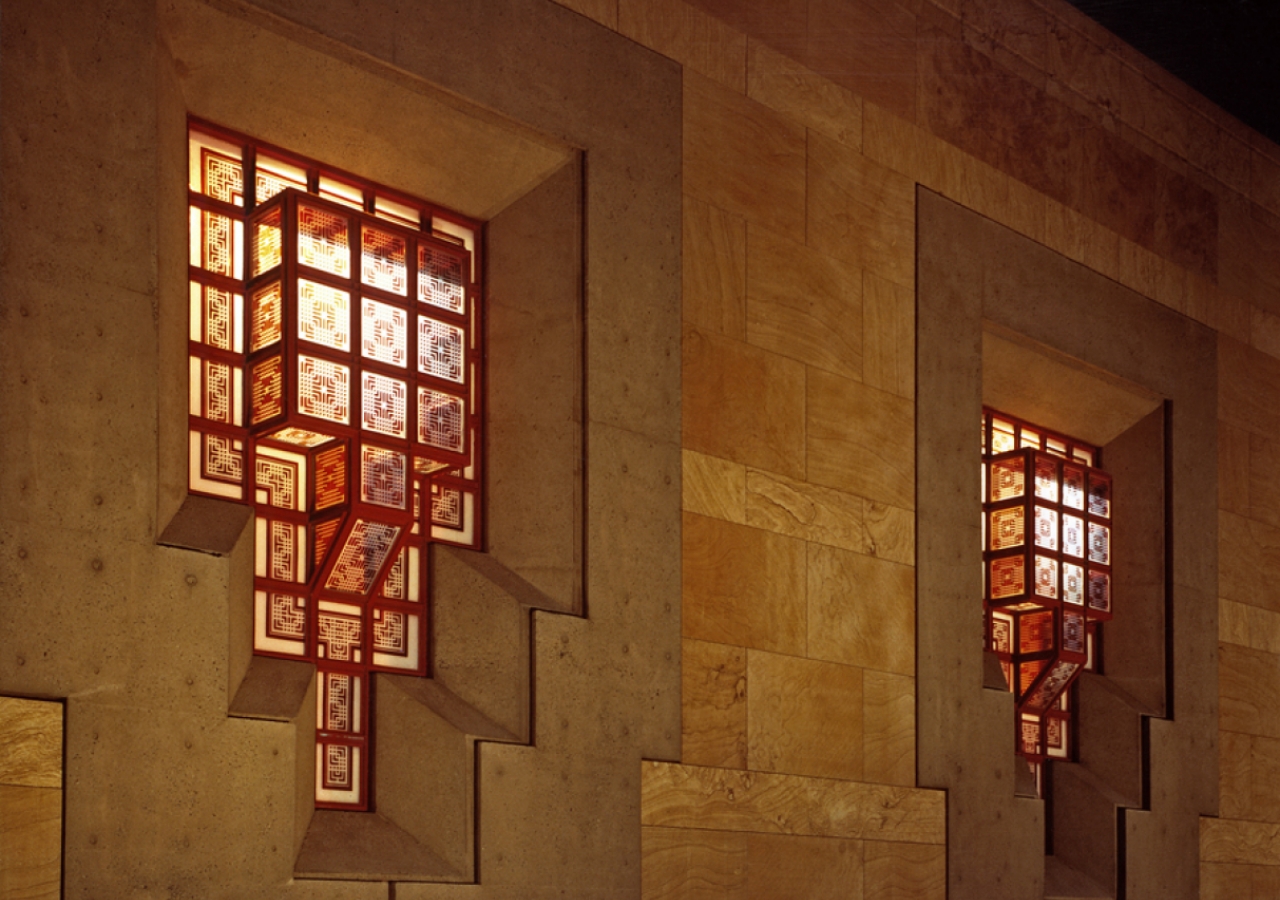 An outside view of the lantern-like windows of the Ismaili Centre, Vancouver.