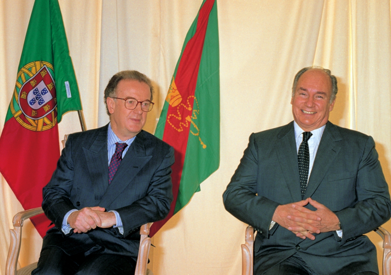 Portuguese President Jorge Sampaio and Mawlana Hazar Imam at the Foundation Ceremony of the Ismaili Centre, Lisbon.