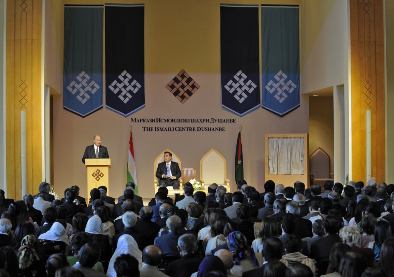 The Ismaili Centre Dushanbe was opened on 12 October 2009 by President Emomali Rahmon of Tajikistan, in the presence of Mawlana Hazar Imam.