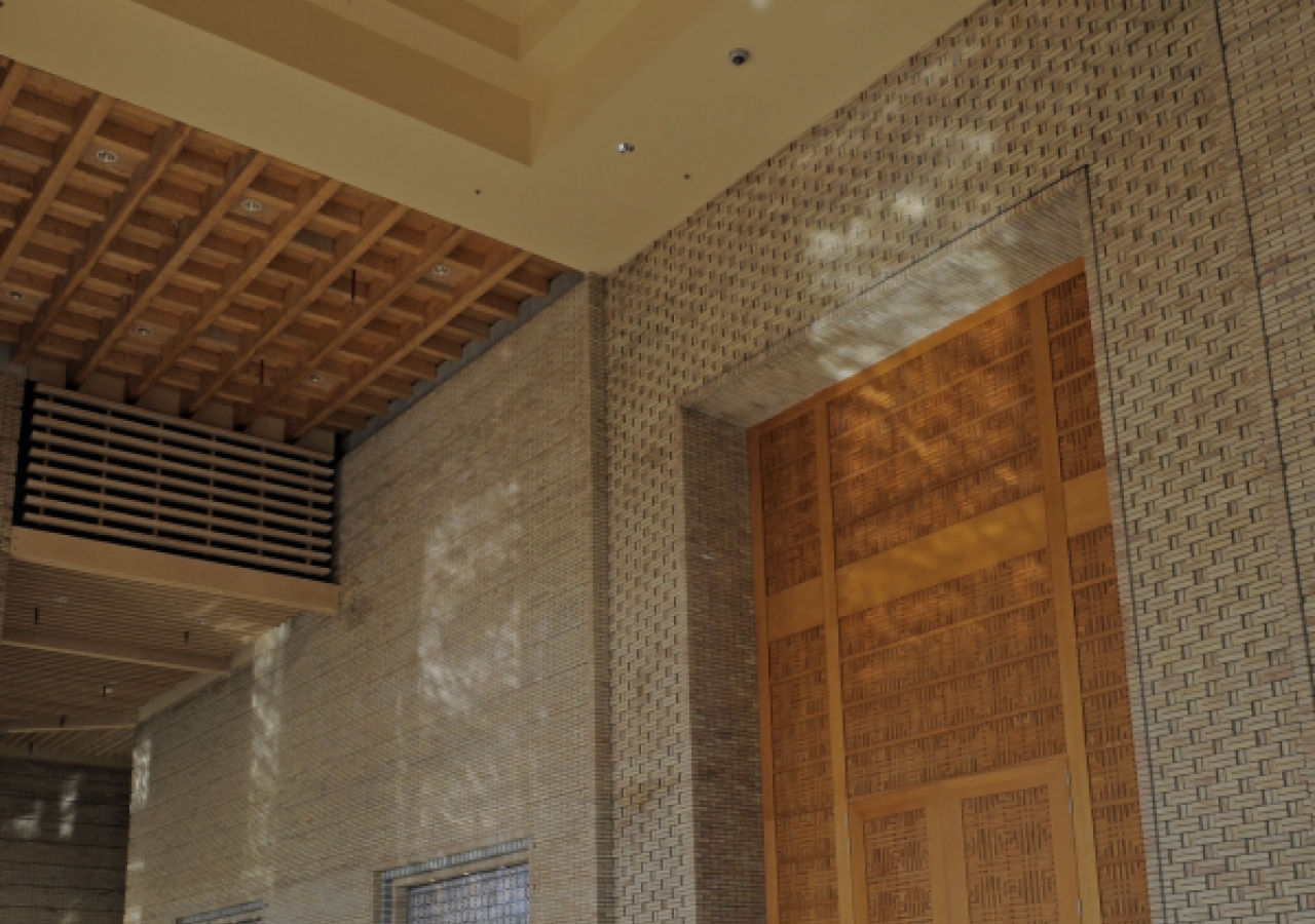 This skylight, in the foyer of the entrance to the Social Hall, is based on the traditional design of the roof of a Pamiri home.