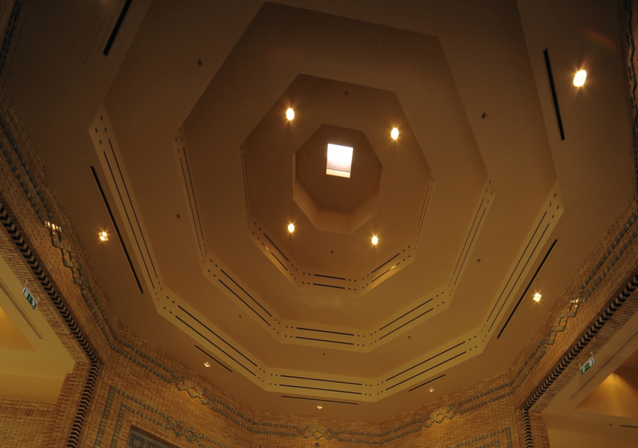 The ceiling above the foyer at the Main Entrance in the Administration area.