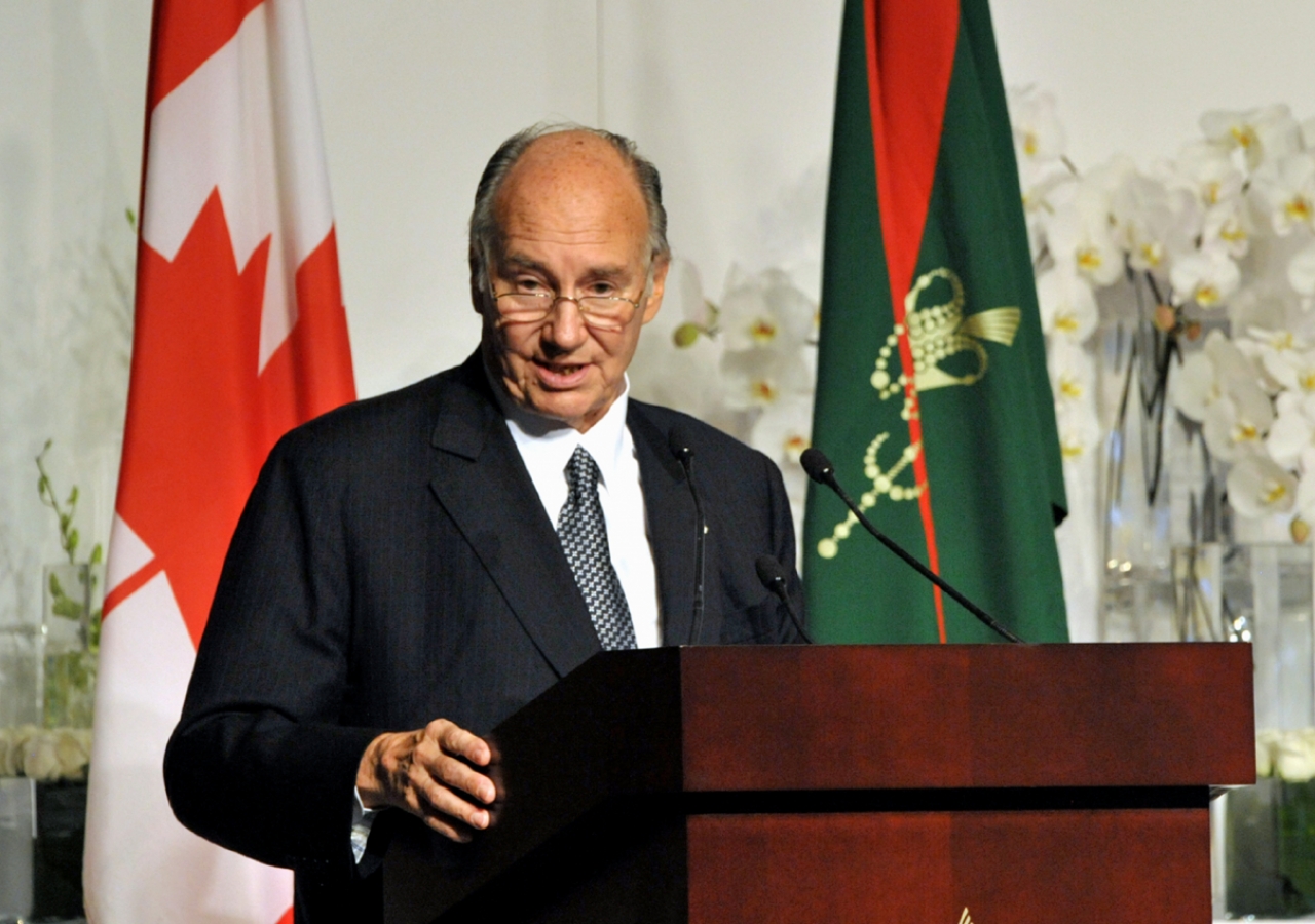Mawlana Hazar Imam addresses the gathering at the Foundation of the Ismaili Centre, the Aga Khan Museum and their Park in Toronto.