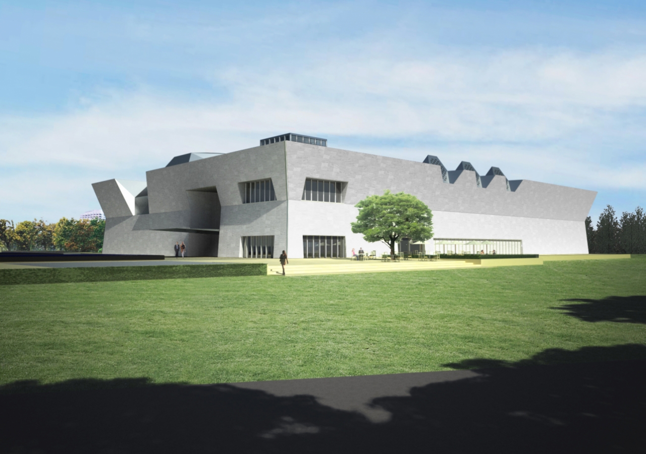 Artist rendering of the Aga Khan Museum that will be adjacent to the Ismaili Centre, Toronto. The two buildings will share a common park.