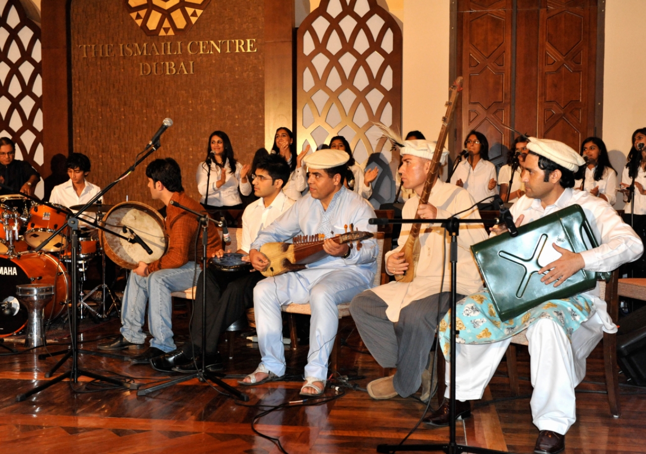 The Ismaili Community Ensemble and members of the UAE Jamat perform together at The Light Within Concert held at the Ismaili Centre, Dubai.