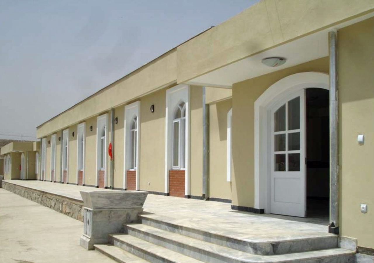 An exterior view of Chamandi Jamatkhana in Kabul, Afghanistan.