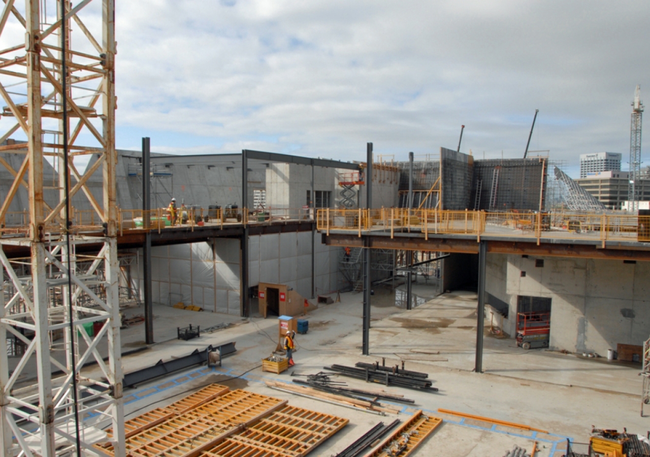 May 2011: A view of the inner structural steel framing of the Aga Khan Museum.