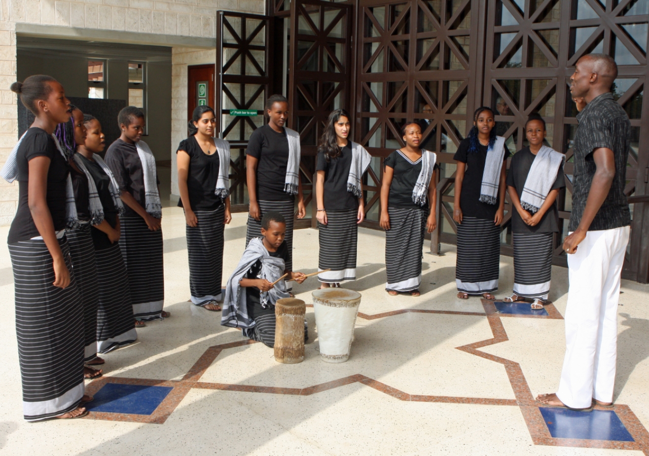 Members of the Aga Khan Academy Student Choir performed for Mawlana Hazar Imam during his visit to the the campus.