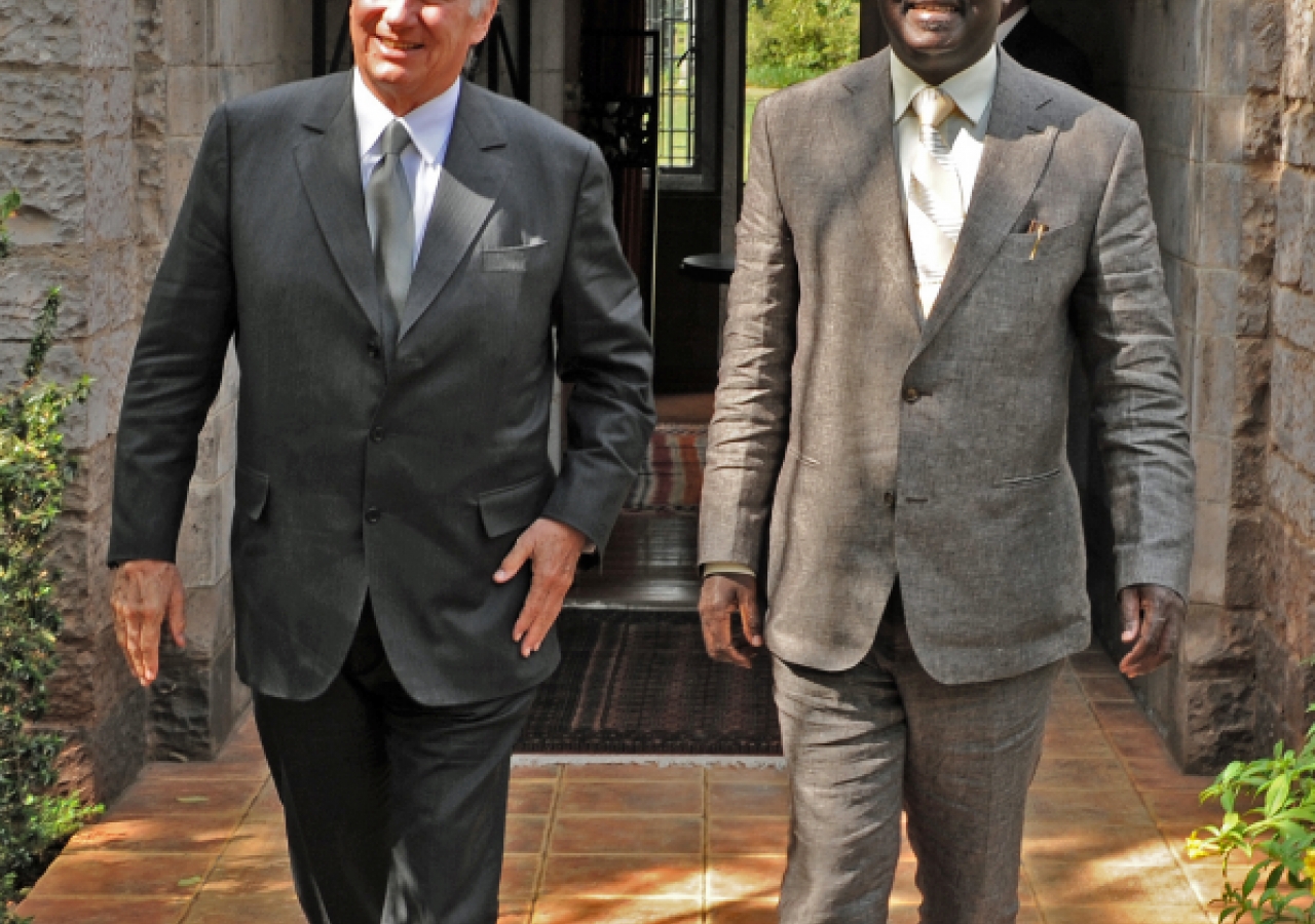 Mawlana Hazar Imam and the Right Honourable Raila Odinga, Prime Minister of Kenya, met together on 23 July.