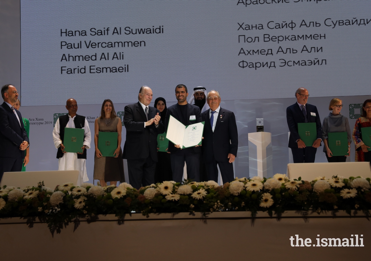 Farid Esmaeil is honoured at the Aga Khan Award for Architecture 2019 Ceremony for his work on the Wasit Wetland Centre in Sharjah, UAE.