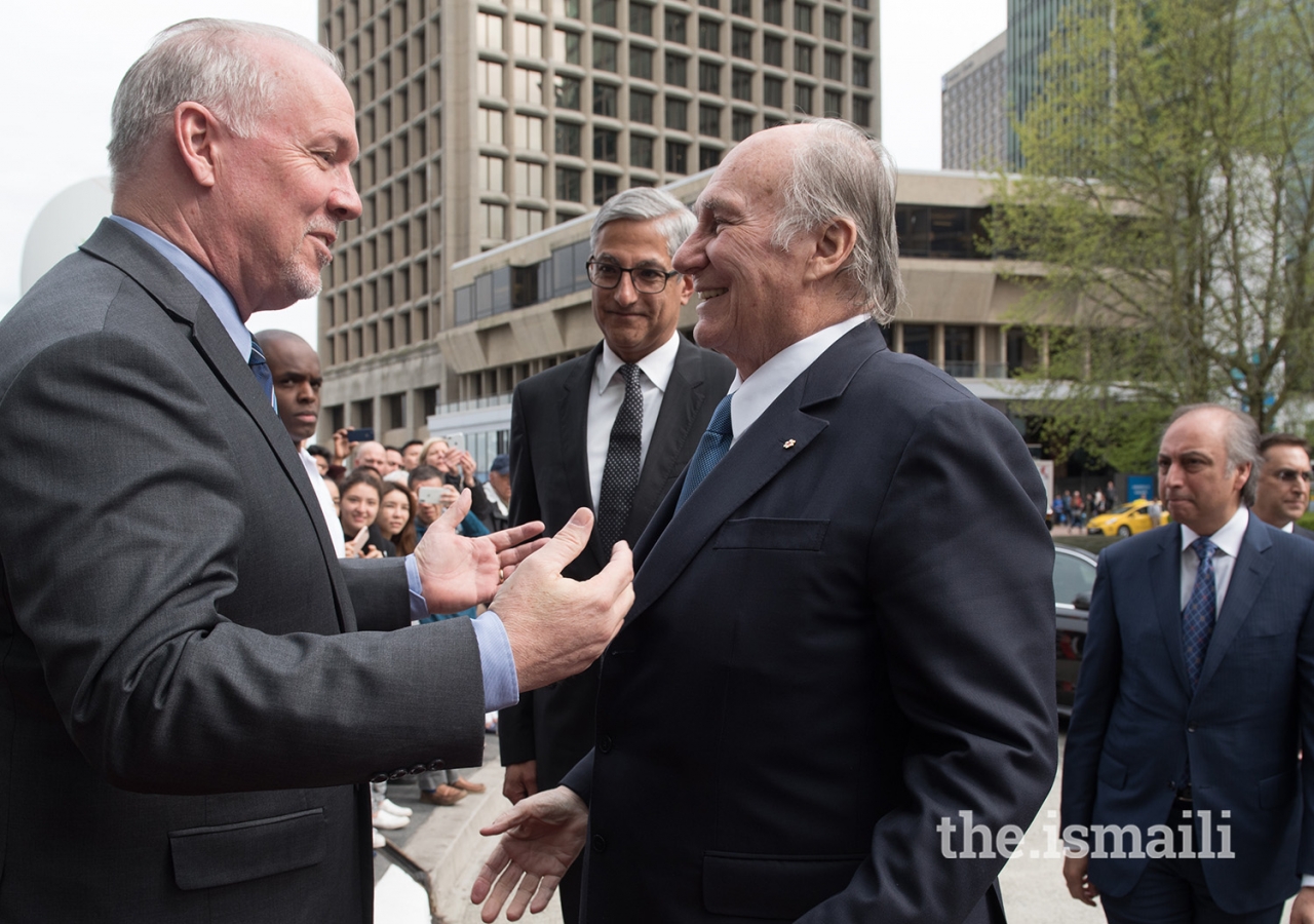 Shortly after arriving in Vancouver, Mawlana Hazar Imam met with the Honourable John Horgan, Premier of British Columbia.