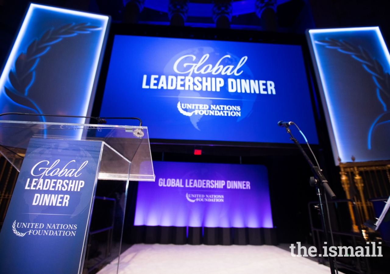 The stage at Gotham Hall - the venue for the 2017 United Nations Global Leadership Dinner