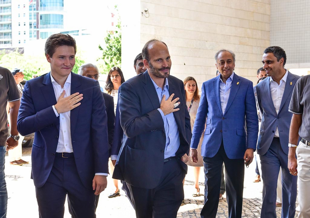 Prince Hussain and Prince Aly Muhammad joined members of the Jamat for an International Talent Showcase performance at Portugal Pavillion Canopy in Lisbon.