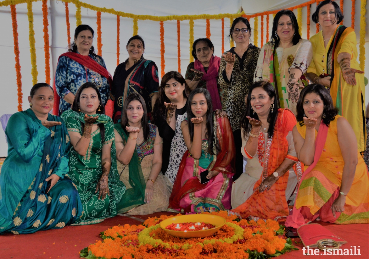 Group of Jamati Members at the Mehendi function in Margoa Jamatkhana, Goa on the occasion of Diamond Jubilee - Imamat Day.