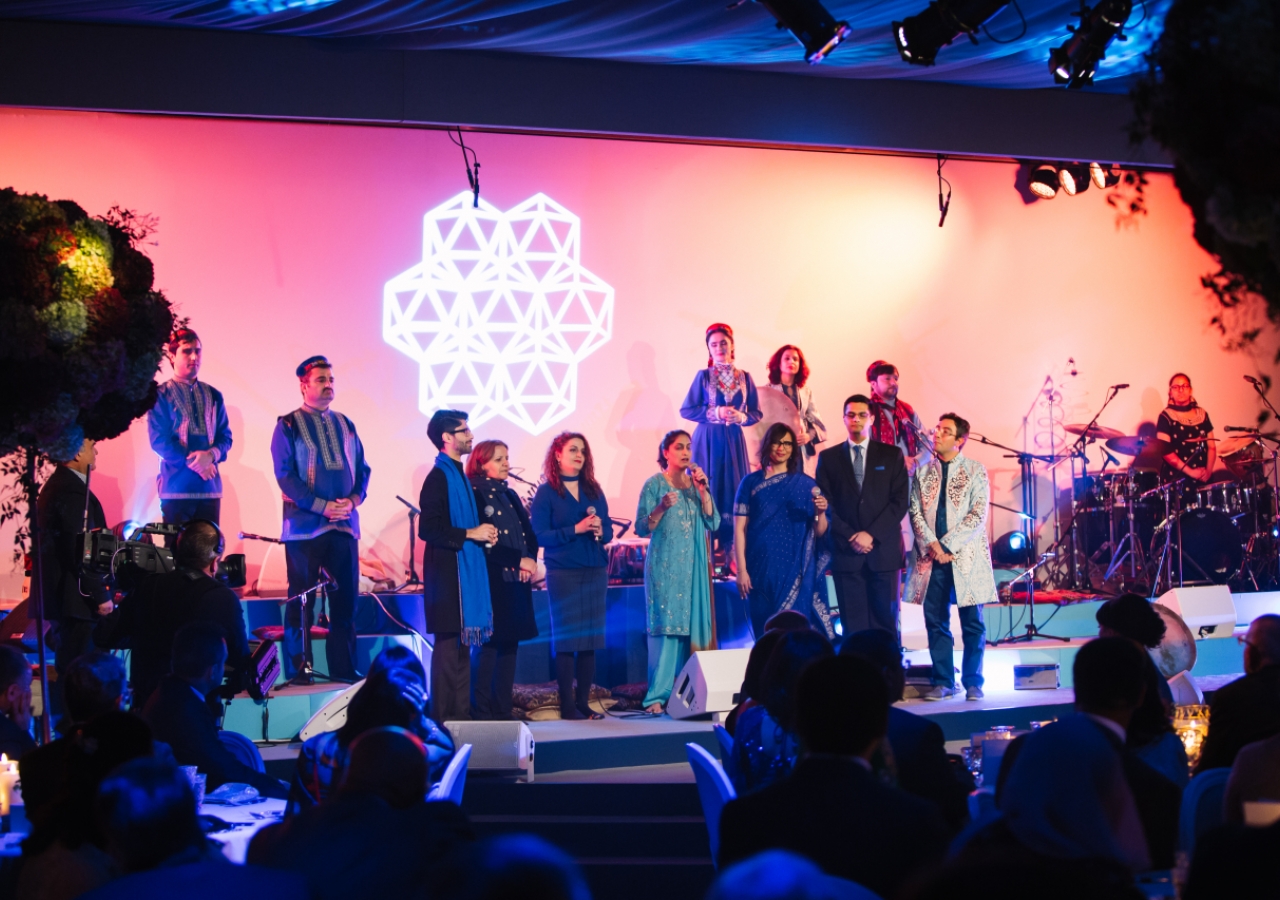 Artists from around the world perform a special musical composition for Mawlana Hazar Imam’s 80th birthday celebration. Photo: Farhez Rayani