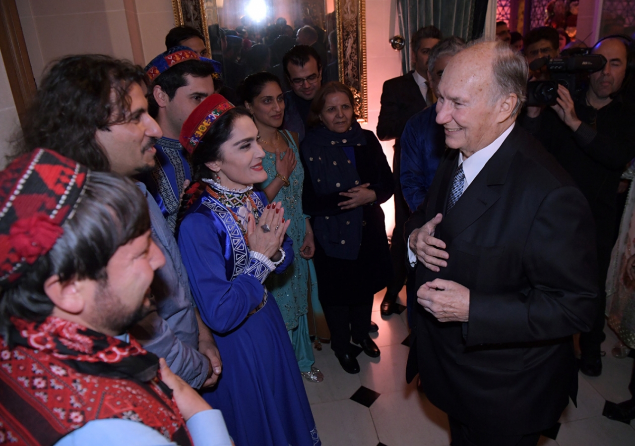 Mawlana Hazar Imam meets with the musicians and singers who performed at the celebration of his 80th birthday. Photo: Zahur Ramji