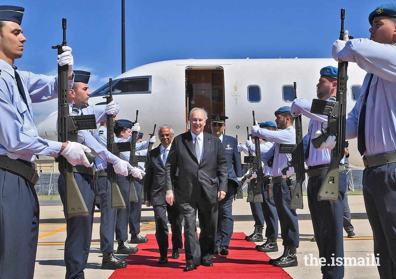 Mawlana Hazar Imam arrives in Lisbon, Portugal to Military Honours on the occasion of his Diamond Jubilee.