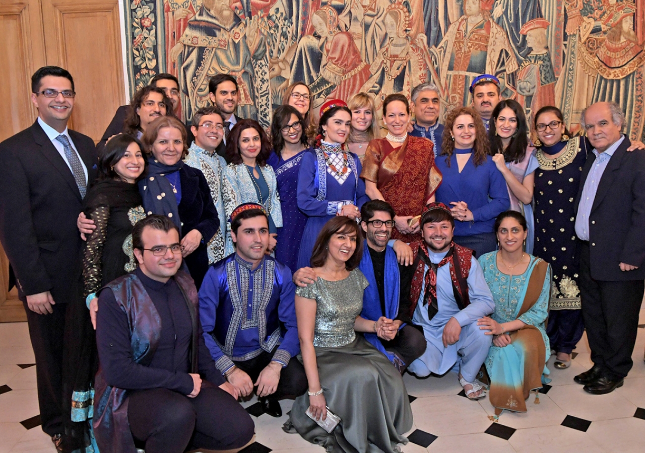 Princess Zahra and her daughter Sara gather with the performers for a group photograph. Photo: Zahur Ramji