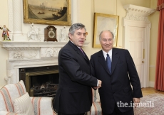 Mawlana Hazar Imam meets with British Prime Minister, The Rt Honourable Gordon Brown, at 10 Downing Street, London, 3 July 2008.