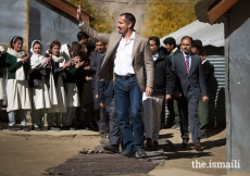 Prince Rahim bids farewell to students and teachers of the Diamond Jubilee Primary School Bilhanz, operated by the Aga Khan Education Services (AKES), and the adjacent community-managed middle and secondary school in the village of Bilhanz located in Immit, Ishkoman Valley, Ghizer District in Gilgit-Baltistan.