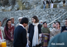 Princess Salwa with members of the local Village and Women’s Organizations (V/WOs) at the Ahmedabad community-based Hydro Power Project located in the village of Ahmedabad, on the banks of the Hunza River in the valley of Central Hunza. The Aga Khan Rural Support Programme (AKRSP), together with other partners, has provided financial and technical assistance to the project. 