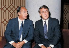 Mawlana Hazar Imam seated together with Prime Minister Brian Mulroney at the opening of the Ismaili Centre, Vancouver.