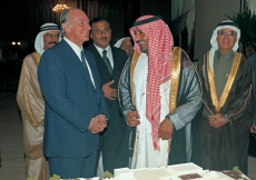 Mawlana Hazar Imam and His Highness Sheikh Ahmed Bin Saeed Al Maktoum at the Foundation Ceremony of the Ismaili Centre, Dubai.