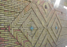 August 2007: A detailed view of the patterned brickwork in the Social Hall.
