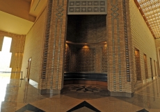 An alcove at the Main Entrance of the building. Notice the granite floor patterns.