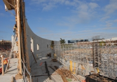 May 2011: The curved wall of the Ismaili Centre, Toronto facing Wynford Drive will welcome visitors with an open gesture.