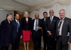 MPs Angie Bray, Eric Ollerenshaw and Home Secretary Theresa May, together with President Amin Mawji of the Ismaili Council for the UK and other Jamati leaders at a Navroz reception held at the Houses of Parliament.
